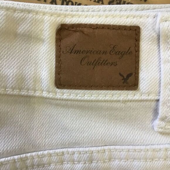 Edgy American Eagle Outfitters sexy mini skirt white jeans denim zippers size 4 - Picture 4 of 9